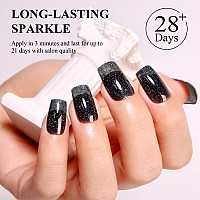 Imtiti Glitter Gel Nail Polish 05 Fl Oz Black Glitter Gel Polish Soak Off Led Uv Diamond Shimmer Sparkle Nail Gel Polish Diy N