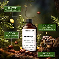 Majestic Pure 100 Pure Rosemary Oil For Hair Growth Infused With Biotin Hair Strenghtening Treatment Nourishing Volumizin