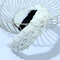 Fedans Rattan Headband For Women Pearl White Straw Headbands Fashion Weave Spring Headband Summer Hair Accessories