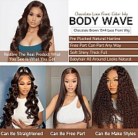 28 Inch Chocolate Brown Lace Front Wig 13X4 Hd Body Wave Brown Lace Front Wigs Human Hair Pre Plucked With Baby Hair Brown Wig H