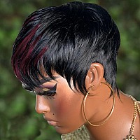 Pangdonglai Short Layered Pixie Wigs Human Hair Wigs Pixie Cut Wigs For Black Women Brazilian Virgin Human Hair Wigs For Women 1