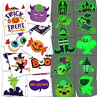 Mddruiqi 80 Styles Glow Halloween Tattoos For Kids Halloween Party Favors Halloween Tats Stickers Halloween Games Treats T