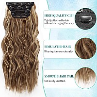 Kookastyle Clip In Synthetic Hair Extensions Long Wavy 4Pcs Honey Blonde Mixed Light Fiber Double Weft Natural Hair Extensions 2