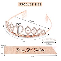 Cieher 12Th Birthday Crown 12Th Birthday Sash Pearl Pin Set Its My 12Th Birthday Sash 12 Birthday Tiara 12Th Birthday De