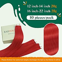 Easyouth Red Tape In Hair Extensions Human Hair Tape In Extensions Real Human Hair Red Tape Ins Human Hair Extensions Colored Fo