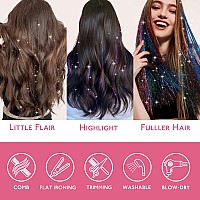 Wennalife Hair Tinsel For Girls Rose Red Fairy Hair Tinsel Kit 1200 Strands 6Pcs 48 Inch Heat Resistant Glitter Tinsel Hair Ext