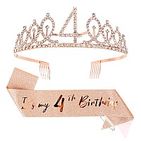 Cieher 4Th Birthday Crown 4Th Birthday Sash Pearl Pin Set Its My 4Th Birthday Sash 4 Birthday Tiara 4Th Birthday Decorat