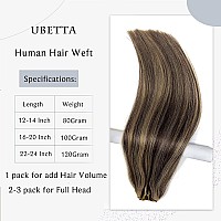 Sew In Hair Extensions Real Human Hair 24 Inch 120G Hand Tied Weft Hair Extensions Human Hair Weave Bundles Ombre Brown Fading