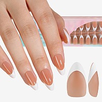 Misssix French Gel Nail Tips 150Pcs French Tip Press On Nails Medium Almond Brown No Need To File 3 In 1 Tips Prelasting Fak