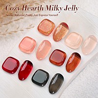 Born Pretty Jelly Gel Nail Polish Set Fall Winter Jelly Brown Burgundy Black Gel Polish Sheer Milky Jelly Nude Transparent Gel P