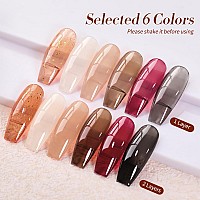 Born Pretty Jelly Gel Nail Polish Set Fall Winter Jelly Brown Burgundy Black Gel Polish Sheer Milky Jelly Nude Transparent Gel P