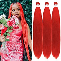 Gozill Red Kanekalon Braiding Hair Pre Stretched 26 Inch Hypoallergenic Synthetic Braiding Hair For Knotless Box Braids 26Inch