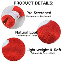 Gozill Red Kanekalon Braiding Hair Pre Stretched 26 Inch Hypoallergenic Synthetic Braiding Hair For Knotless Box Braids 26Inch