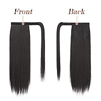 Feshfen Straight Ponytail Extension 18 Inch Natural Long Ponytails Wrap Around Clip In Pony Tail Hair Piece Synthetic Hairpieces