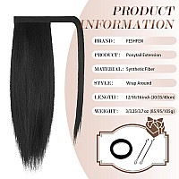 Feshfen Straight Ponytail Extension 18 Inch Natural Long Ponytails Wrap Around Clip In Pony Tail Hair Piece Synthetic Hairpieces