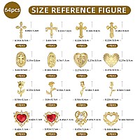 Nail Charms Tembelle Ltd 64Pcs Gold Nail Charms Set With Gold Nail Gems Gold Rose Hearts Gold Cross Nail Charms And Virgin