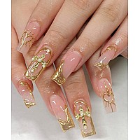 Nail Charms Tembelle Ltd 64Pcs Gold Nail Charms Set With Gold Nail Gems Gold Rose Hearts Gold Cross Nail Charms And Virgin