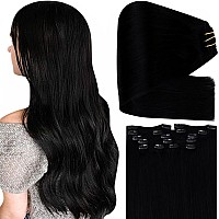 Full Shine Clip In Hair Extensions Human Hair Jet Black Clip In Real Human Hair Extensions Black Thick Human Hair Extensions Cli