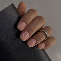 Nude Pink Press On Nails Short Square Kxamelie Natural Short Gel Nails Glue On Acrylic Nails Press Ons Featured Protective Coat