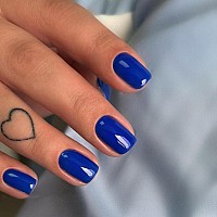 Navy Blue Press On Nails Short Square Natural Short Gel Nails Glue On Fall Colors 2024 Trendy Acrylic Nails Press Ons Featured