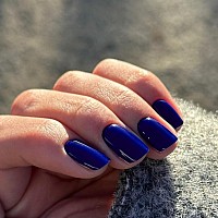 Navy Blue Press On Nails Short Square Natural Short Gel Nails Glue On Fall Colors 2024 Trendy Acrylic Nails Press Ons Featured