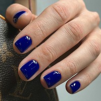 Navy Blue Press On Nails Short Square Natural Short Gel Nails Glue On Fall Colors 2024 Trendy Acrylic Nails Press Ons Featured