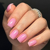 Rose Pink Press On Nails Short Square Kxamelie Natural Short Gel Nails Glue On Acrylic Nails Press Ons Featured Protective Coat