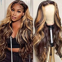 Gawmug 30 Inch Highlight Lace Front Wigs Human Hair Pre Plucked With Baby Hair 427 Colored 13X4 Body Wave Lace Frontal Wigs 180