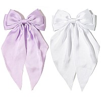 Furling Pompoms Hair Bows Clips For Women Large Bow Clips For Girls Satin Long Tails With Alligator Clips Big Hair Bow Hair Acce