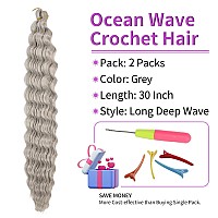 Qrhsuka Curly Braiding Hair Ocean Wave Crochet Hair 30 Inch Deep Curly Crochet Braids Wet And Wavy Braiding Hair Synthetic Croch