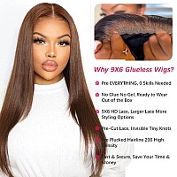 Tenacoo 30 Inch Wear And Go Glueless Wig Chocolate Brown Lace Front Wig Human Hair Pre Plucked Pre Cut 9X6 Glueless Lace Front W