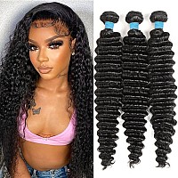 Deep Wave Bundles Human Hair 22 24 26 Inch Human Hair Bundles Deep Wave 100 Unprocessed 12A Wet And Wavy Bundles Double Weft De