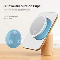 Travel Magnifying Mirror With Light 10X 4Inch Rechargeable Lighted Magnified Mirror With Suction Cups Small Magnifying Mirror