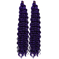 Purple Curly Braiding Hair Deep Wave Curly Braiding Hair For Boho Braids Crochet Braids Deep Wave 24 Inch