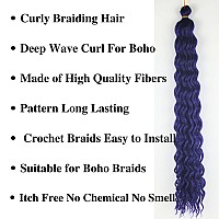 Purple Curly Braiding Hair Deep Wave Curly Braiding Hair For Boho Braids Crochet Braids Deep Wave 24 Inch