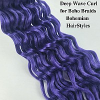 Purple Curly Braiding Hair Deep Wave Curly Braiding Hair For Boho Braids Crochet Braids Deep Wave 24 Inch