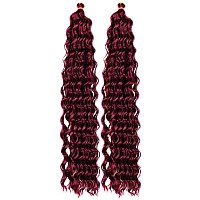 Dark Red Curly Braiding Hair Deep Wave Curly Braiding Hair For Boho Braids Crochet Braids Deep Wave 24 Inch