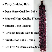 Dark Red Curly Braiding Hair Deep Wave Curly Braiding Hair For Boho Braids Crochet Braids Deep Wave 24 Inch