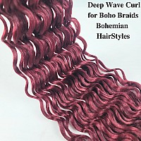 Dark Red Curly Braiding Hair Deep Wave Curly Braiding Hair For Boho Braids Crochet Braids Deep Wave 24 Inch