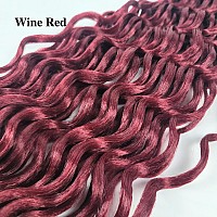 Dark Red Curly Braiding Hair Deep Wave Curly Braiding Hair For Boho Braids Crochet Braids Deep Wave 24 Inch