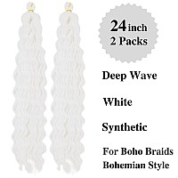 White Curly Braiding Hair Deep Wave Curly Braiding Hair For Boho Braids Crochet Braids Deep Wave 24 Inch