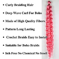 Pink Curly Braiding Hair Deep Wave Curly Braiding Hair For Boho Braids Crochet Braids Deep Wave 24 Inch