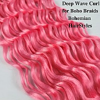 Pink Curly Braiding Hair Deep Wave Curly Braiding Hair For Boho Braids Crochet Braids Deep Wave 24 Inch