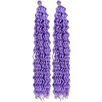 Light Purple Curly Braiding Hair Deep Wave Curly Braiding Hair For Boho Braids Crochet Braids Deep Wave 24 Inch