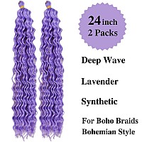 Light Purple Curly Braiding Hair Deep Wave Curly Braiding Hair For Boho Braids Crochet Braids Deep Wave 24 Inch