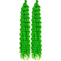 Neon Green Curly Braiding Hair Deep Wave Curly Braiding Hair For Boho Braids Crochet Braids Deep Wave 24 Inch