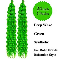 Neon Green Curly Braiding Hair Deep Wave Curly Braiding Hair For Boho Braids Crochet Braids Deep Wave 24 Inch