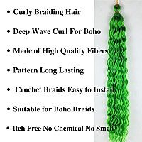 Neon Green Curly Braiding Hair Deep Wave Curly Braiding Hair For Boho Braids Crochet Braids Deep Wave 24 Inch