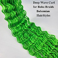 Neon Green Curly Braiding Hair Deep Wave Curly Braiding Hair For Boho Braids Crochet Braids Deep Wave 24 Inch