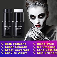 Meicoly Black White Face Body Paint Stick Set With Sponges And Setting Powderface Paint Stick For Adults And Kidsclown White M